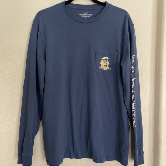 Vineyard Vines Blue "Pawty Animal" L/S Pocket Tee M - Picture 4 of 8